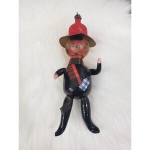 VTG Soffieria De Di Carlini Blown Glass Christmas‎ Ornament Scarecrow Patchwork